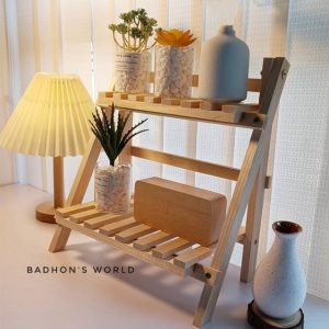 Double Layer Wooden Self