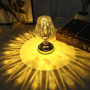LED diamond crystal table lamp Night Light for Bed Room decoration living room atmosphere light Gift (2 X AAA Batteries)