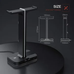 HAVIT TH650 RGB Headset Stand with Dual Hanger & 2 USB Ports