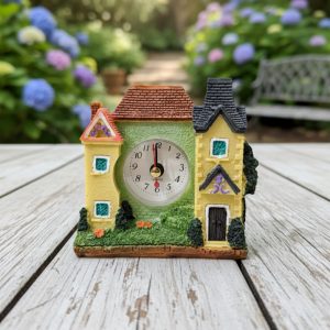 🏡 Mini House Decorative Table Clock – Vintage Cottage Style