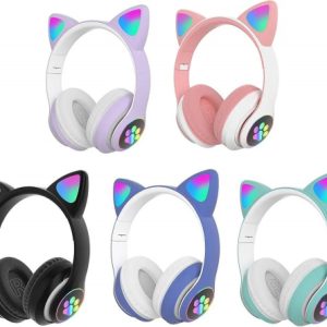 STN-28 Wireless Cat Ear Headphones – LED RGB Light, Bluetooth 5.0