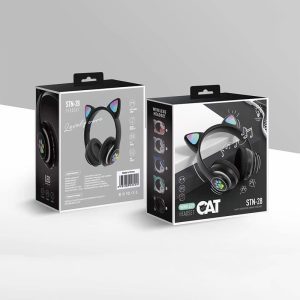 STN-28 Wireless Cat Ear Headphones – LED RGB Light, Bluetooth 5.0