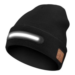 M1-BTD3 LED Light Beanie Hat with Bluetooth Music – Rechargeable Night Running Cap