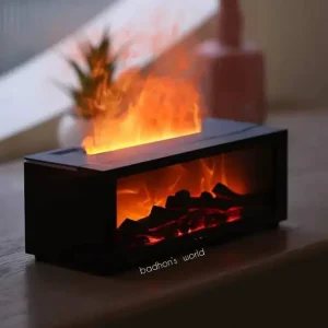 3D Flame Fireplace Humidifier – LED Mist Aroma Diffuser