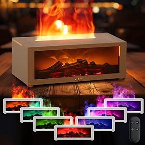 3D Flame Fireplace Humidifier – LED Mist Aroma Diffuser