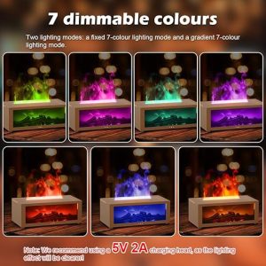 3D Flame Fireplace Humidifier – LED Mist Aroma Diffuser