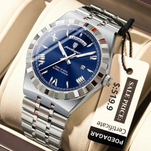 Luxury Style Men’s Quartz Watch – POEDAGAR Stainless Steel Diver Design