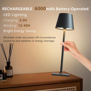 Cordless Rechargeable Table Lamp 6000mAh | IP65 Waterproof Wireless Lamp for Indoor & Outdoor Use