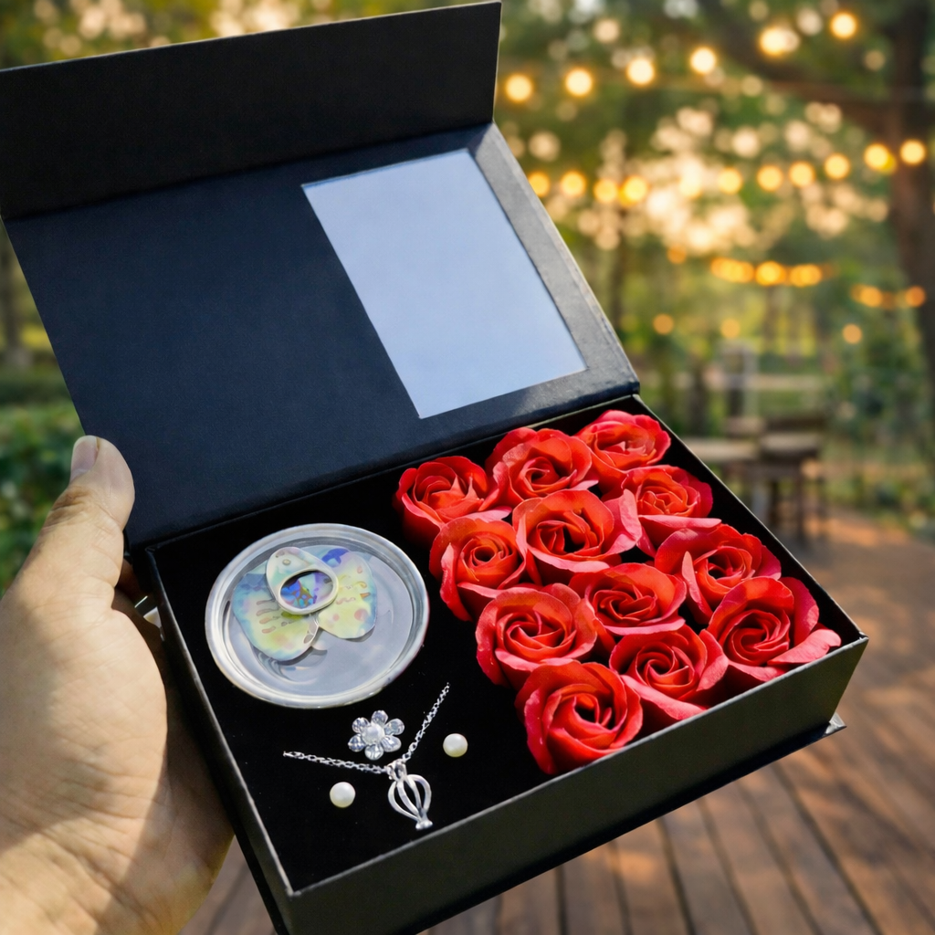 Love Forever Pearl Necklace Full Set with Shopping Bag – Premium Romantic Gift Box (Remale Jewelry)