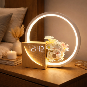 Cheerified Bedside Lamp with Alarm Clock, Night Light & Sound Machine