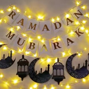 Ramadan Mubarak LED Fairy Light Wall Decoration Banner Set