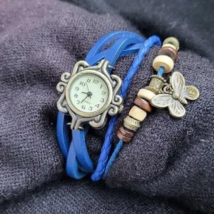 Vintage Butterfly Bracelet Watch for Women | Multi-Layer Leather & Beaded Strap Wrist Watch
