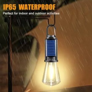 Solar Rechargeable Camping Light with Hook | Vintage Tungsten Style LED Lantern | Type-C USB Charging – Shustar JW821