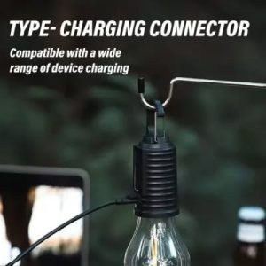 Solar Rechargeable Camping Light with Hook | Vintage Tungsten Style LED Lantern | Type-C USB Charging – Shustar JW821