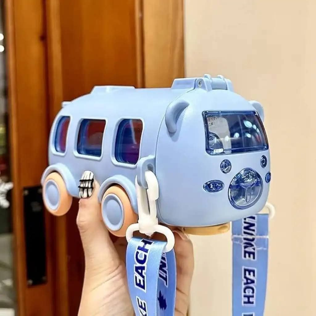 500ml Bus Shape Kids Water Bottle with Straw & Adjustable Strap | BPA-Free Leakproof School Water Bottle for Boys & Girls - Image 5