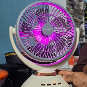 Joy Super 2570 Rechargeable Table Fan with RGB Light & Auto Oscillation