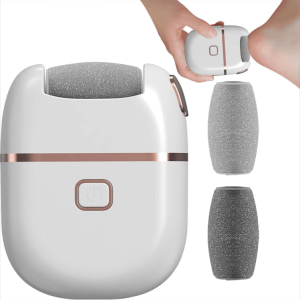 Electronic Pedicure Tool Rechargeable, Electric Foot Callus Remover with 2 Roller Heads