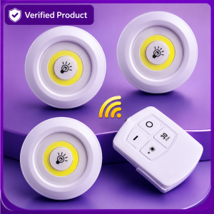 3-in-1 Remote Control LED Light Set, Wireless Stick-On Cabinet Lights with Timer & Brightness Control