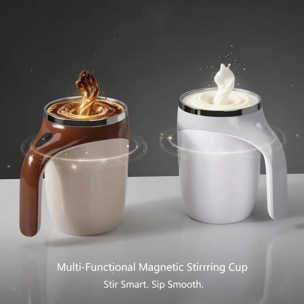 Multi-Functional Magnetized Stirring Cup Rechargeable 380ml – Automatic Self Stirring Coffee Mug