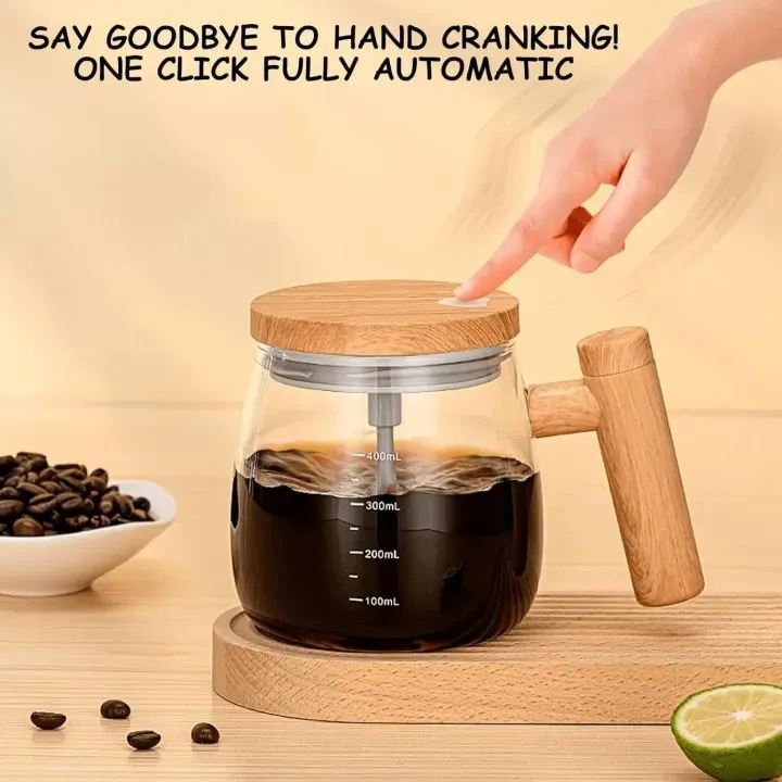 Automatic Mixing Cup Rechargeable 400ml, Self Stirring Coffee Mug, Electric Protein Shake Mixer Cup, Glass Mixing Mug - Image 3