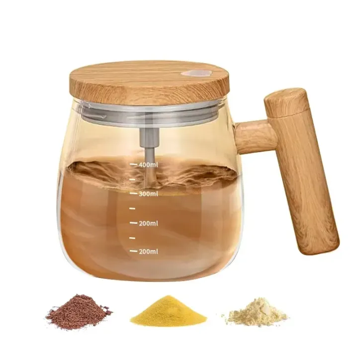 Automatic Mixing Cup Rechargeable 400ml, Self Stirring Coffee Mug, Electric Protein Shake Mixer Cup, Glass Mixing Mug