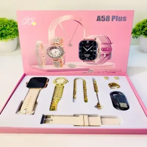 A58 Plus Smart Watch Combo Set for Women, Smartwatch with Jewelry Gift Set, Fashion Watch & Accessories