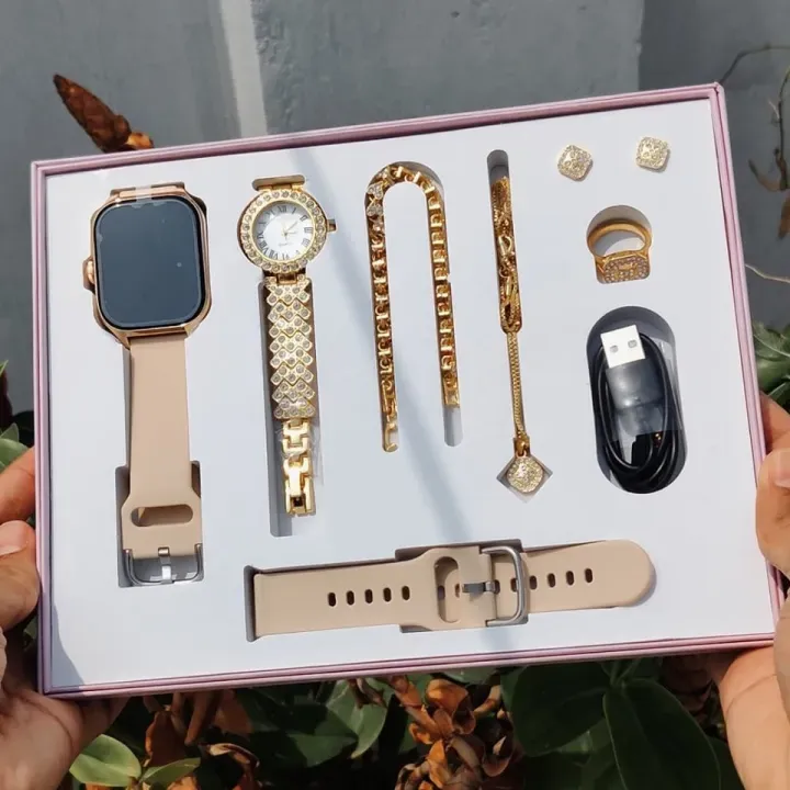 A58 Plus Smart Watch Combo Set for Women, Smartwatch with Jewelry Gift Set, Fashion Watch & Accessories - Image 3