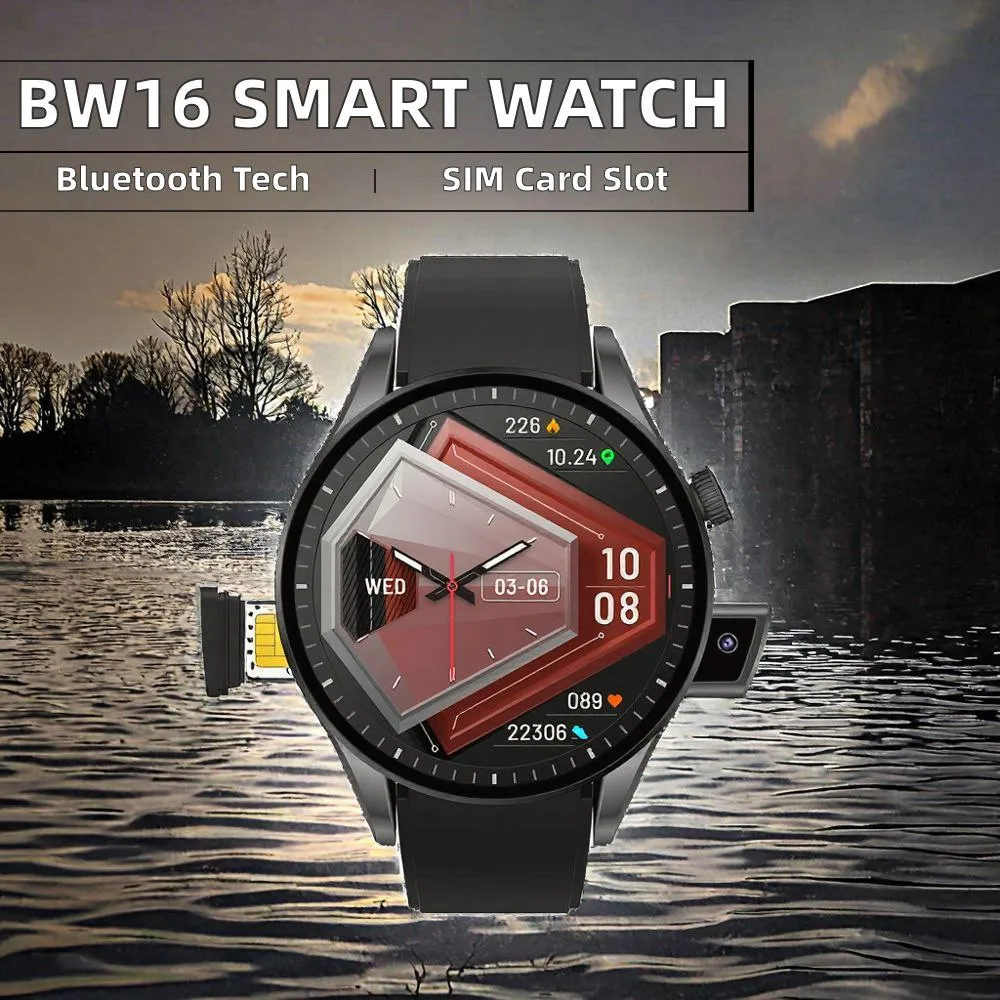 BW16 SIM Smart Watch with Camera, Bluetooth Calling Smartwatch, Health Tracker with Premium Strap