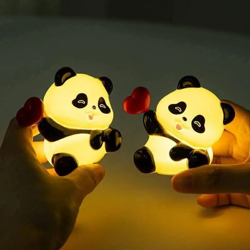 Panda Love LED Lamp, Cute Silicone Night Light for Bedroom, Gift & Home Decoration