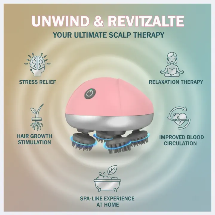 Smart Scalp Massager Rechargeable, Electric Head Massager with Red Light Therapy & 3 Speed Modes - Bikdoo Smart Scalp Massager Rechargeable, Electric Head Massager with Red Light Therapy & 3 Speed Modes - Image 5