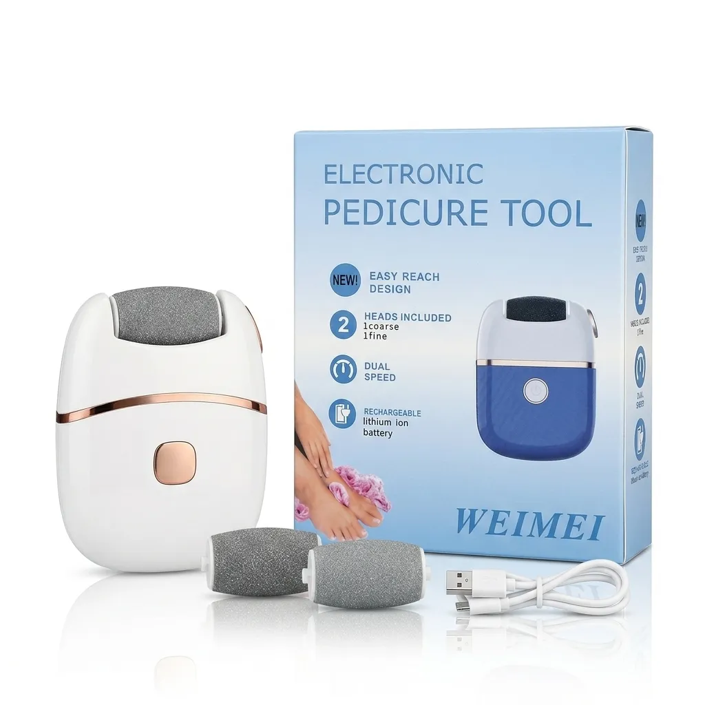 Electronic Pedicure Tool Rechargeable, Electric Foot Callus Remover with 2 Roller Heads - Bikdoo Electronic Pedicure Tool Rechargeable, Electric Foot Callus Remover with 2 Roller Heads - Image 4