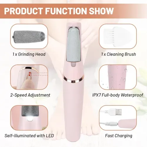 Flawless Pedi Electronic Pedicure Tool Rechargeable, Electric Foot Callus Remover with LED Light - Bikdoo Flawless Pedi Electronic Pedicure Tool Rechargeable, Electric Foot Callus Remover with LED Light - Image 4