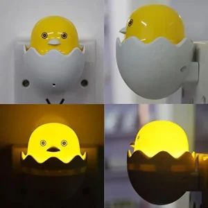 Yellow Duck Egg LED Small Night Light, Cute Plug-in Bedside Night Lamp for Kids