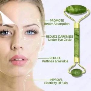 Jade Roller & Gua Sha Facial Massage Roller, Natural Jade Stone Face Massage Set for Skin Care