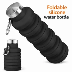 Collapsible Silicone Water Bottle, Foldable Leakproof BPA-Free Travel Water Bottle