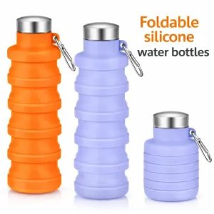 Collapsible Silicone Water Bottle, Foldable Leakproof BPA-Free Travel Water Bottle
