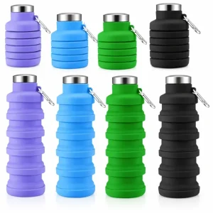 Collapsible Silicone Water Bottle, Foldable Leakproof BPA-Free Travel Water Bottle