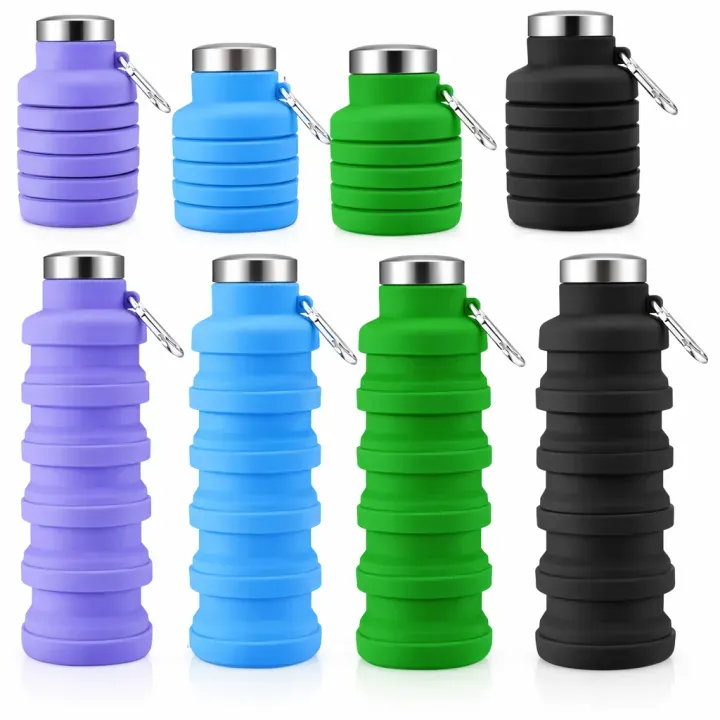 Collapsible Silicone Water Bottle, Foldable Leakproof BPA-Free Travel Water Bottle - Bikdoo Collapsible Silicone Water Bottle, Foldable Leakproof BPA-Free Travel Water Bottle