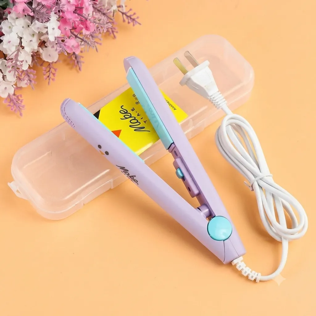 Mini Hair Straightener Portable Ceramic Hair Straightening Brush for Women & Girls - Bikdoo Mini Hair Straightener Portable Ceramic Hair Straightening Brush for Women & Girls