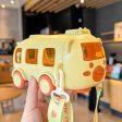 500ml Bus Shape Kids Water Bottle with Straw & Adjustable Strap | BPA-Free Leakproof School Water Bottle for Boys & Girls